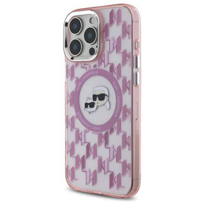 Θήκη MagSafe για Apple iPhone 16 Pro Max, Karl Lagerfeld, IML Monogram Karl & Choupette's Heads, Ροζ