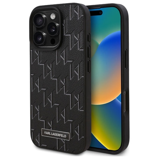 Θήκη MagSafe για Apple iPhone 16 Pro Max, Karl Lagerfeld, Monogram Metal Logo, Μαύρη