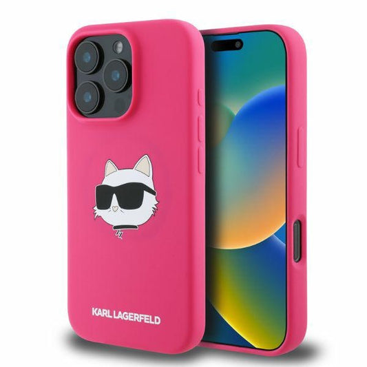 Θήκη MagSafe για Apple iPhone 16 Pro Max, Karl Lagerfeld, Σιλικόνη Choupette's Head, Φούξια