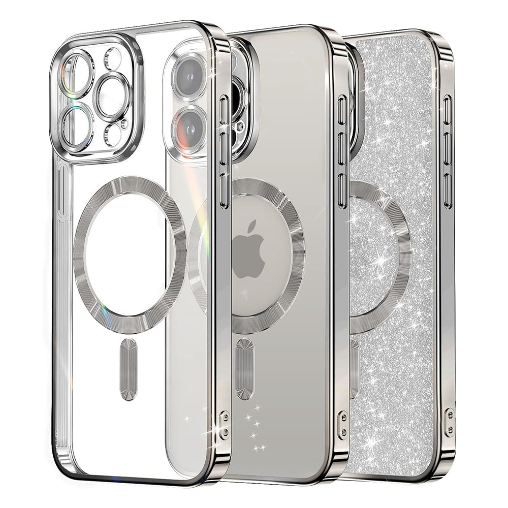 Θήκη MagSafe για Apple iPhone 16 Pro Max, Techsuit, Luxury Glitter, Ασημί