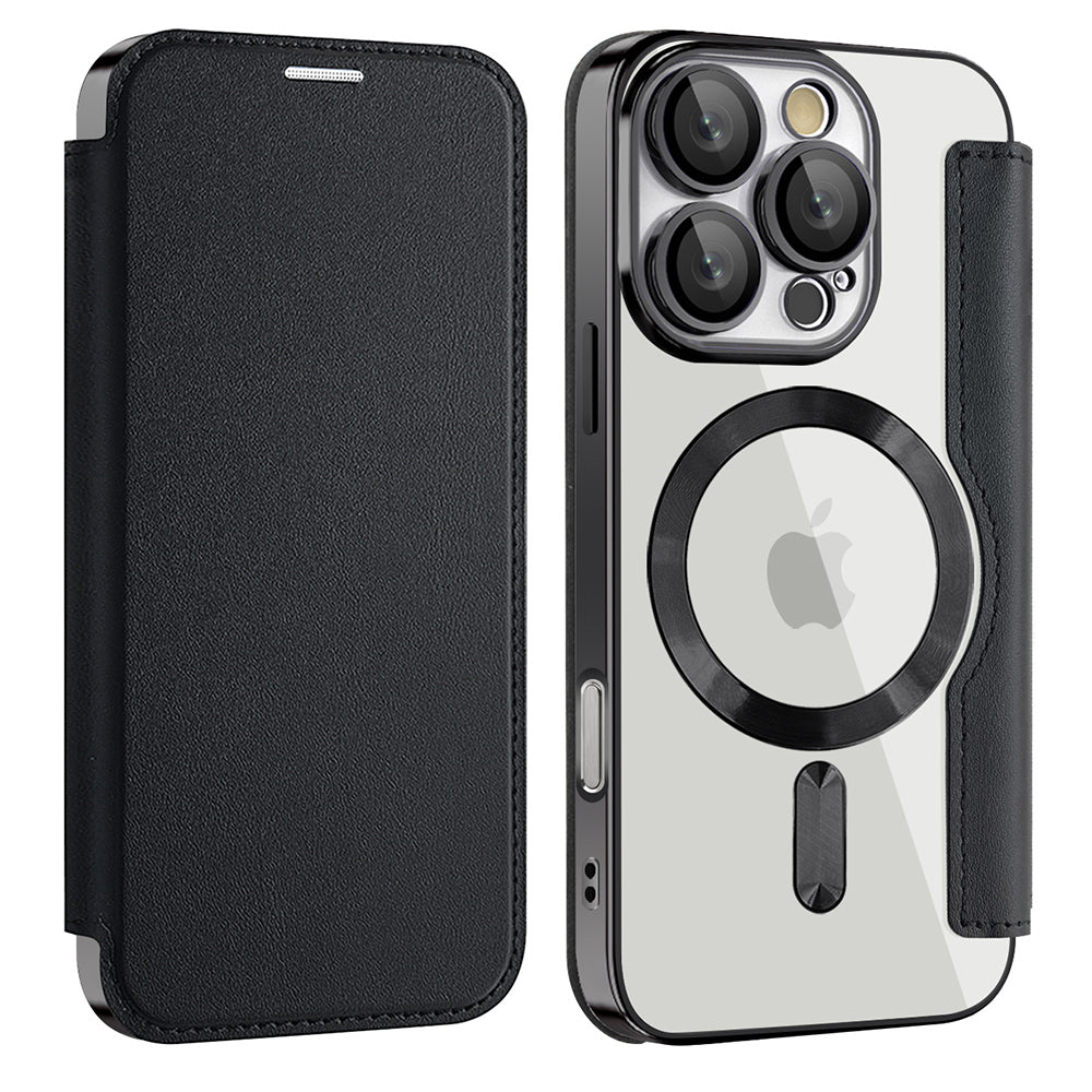 MagSafe Case for Apple iPhone 16 Pro Max, Techsuit, SmartMag Book, Black