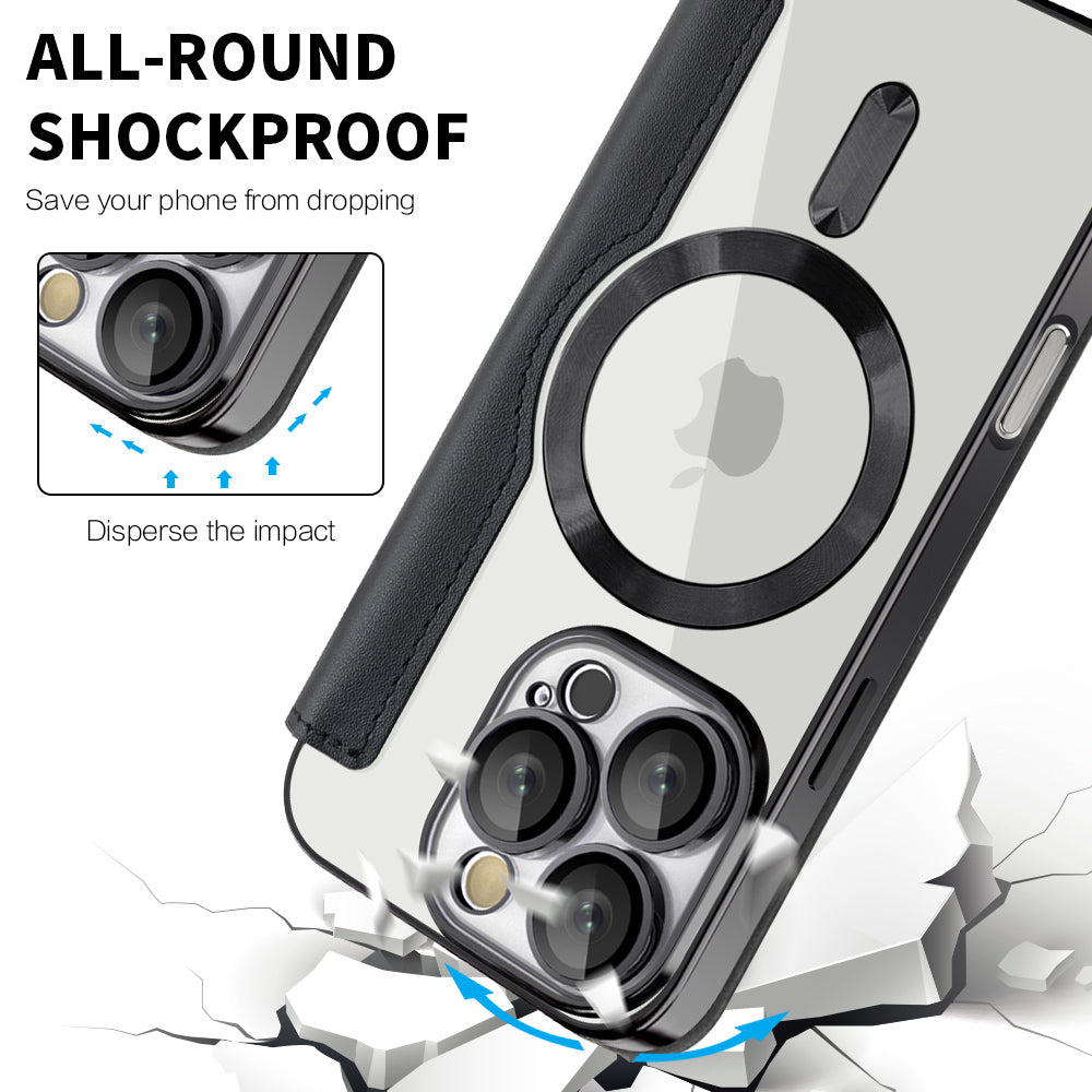 MagSafe Case for Apple iPhone 16 Pro Max, Techsuit, SmartMag Book, Black