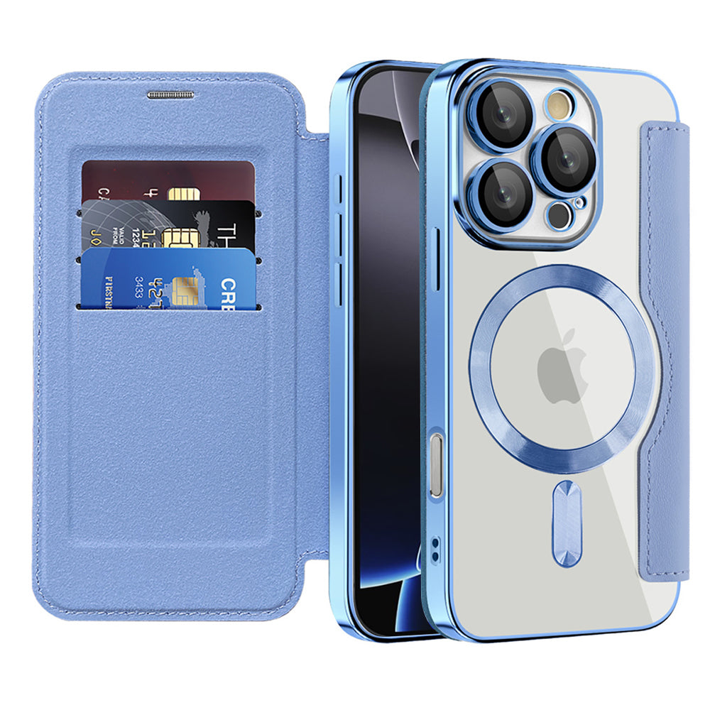 MagSafe Case for Apple iPhone 16 Pro, Techsuit, SmartMag Book, Blue
