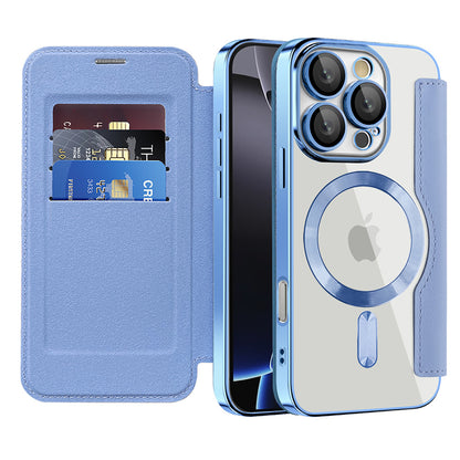MagSafe Case for Apple iPhone 16 Pro, Techsuit, SmartMag Book, Blue
