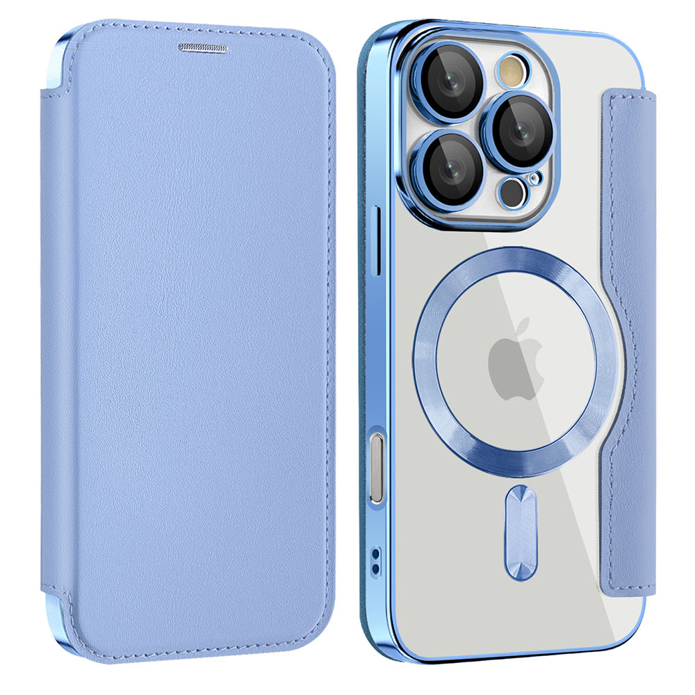 MagSafe Case for Apple iPhone 16 Pro, Techsuit, SmartMag Book, Blue