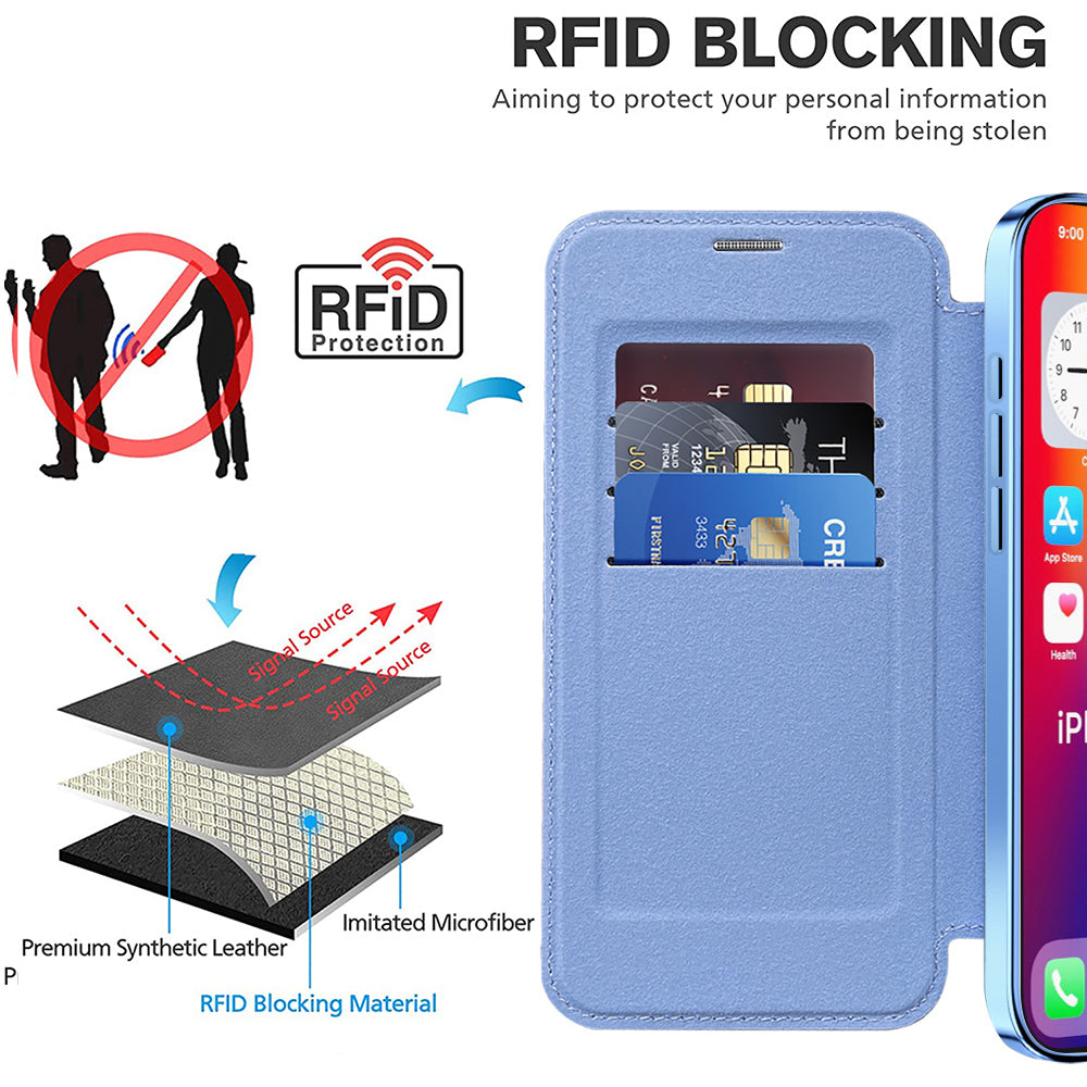 MagSafe Case for Apple iPhone 16 Pro, Techsuit, SmartMag Book, Blue