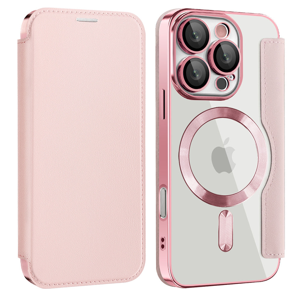 Θήκη MagSafe για Apple iPhone 16 Pro, Techsuit, SmartMag Book, Ροζ