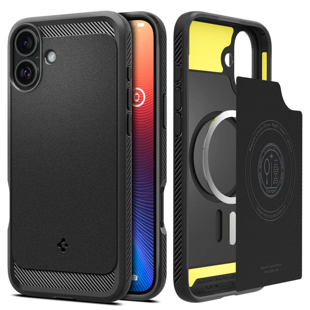 MagSafe Case for Apple iPhone 16, Spigen, Rugged Armor, Matte Black ACS08214