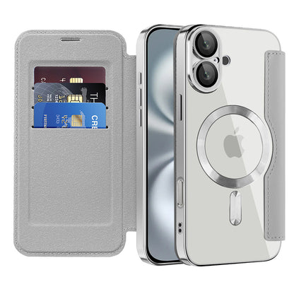 MagSafe Case for Apple iPhone 16, Techsuit, SmartMag Book, Gray