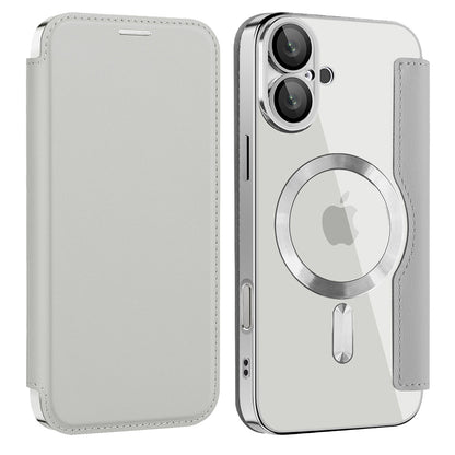 MagSafe Case for Apple iPhone 16, Techsuit, SmartMag Book, Gray