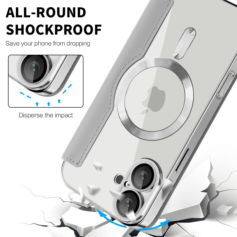 MagSafe Case for Apple iPhone 16, Techsuit, SmartMag Book, Gray