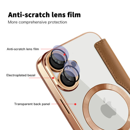 MagSafe Case for Apple iPhone 16, Techsuit, SmartMag Book, Brown