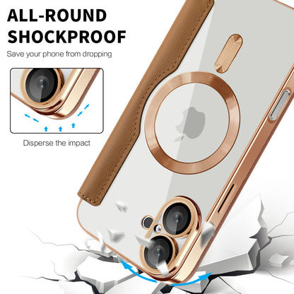 MagSafe Case for Apple iPhone 16, Techsuit, SmartMag Book, Brown