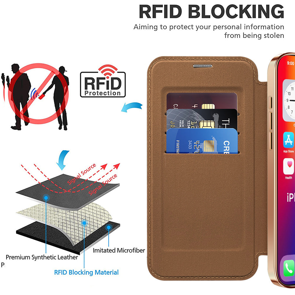 MagSafe Case for Apple iPhone 16, Techsuit, SmartMag Book, Brown