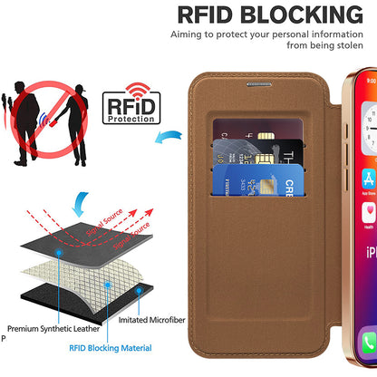 MagSafe Case for Apple iPhone 16, Techsuit, SmartMag Book, Brown