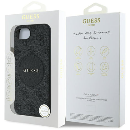 Θήκη MagSafe για Apple iPhone 17e / 16e, Guess, 4G Circle Classic Logo, Μαύρη