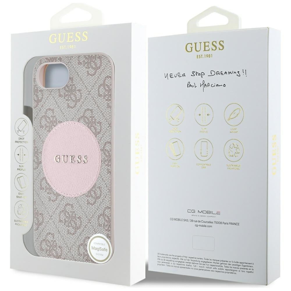 Θήκη MagSafe για Apple iPhone 17e / 16e, Guess, 4G Circle Classic Logo, Ροζ