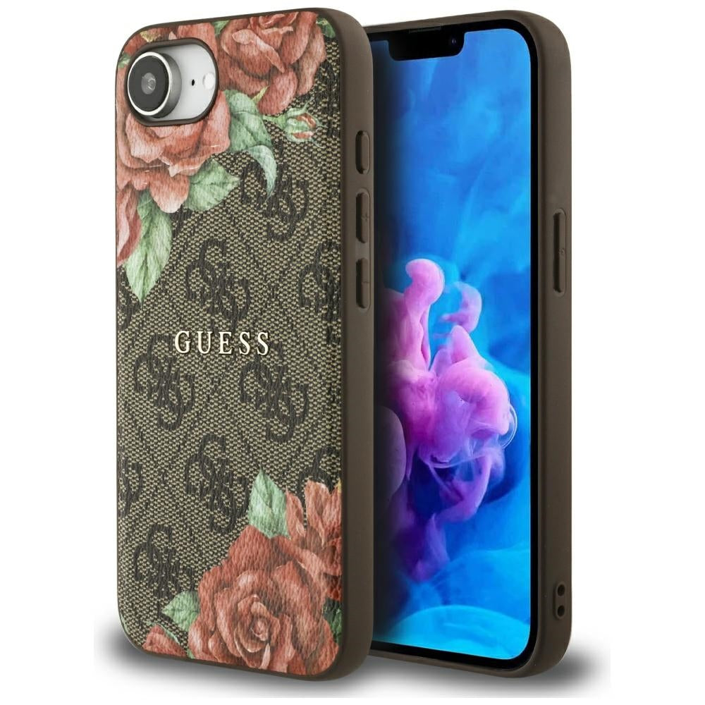 Θήκη MagSafe για Apple iPhone 17e / 16e, Guess, 4G Flowers Print, Καφέ
