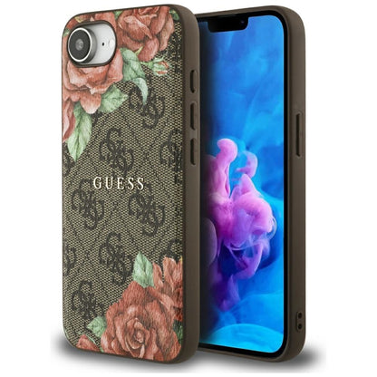 Θήκη MagSafe για Apple iPhone 17e / 16e, Guess, 4G Flowers Print, Καφέ