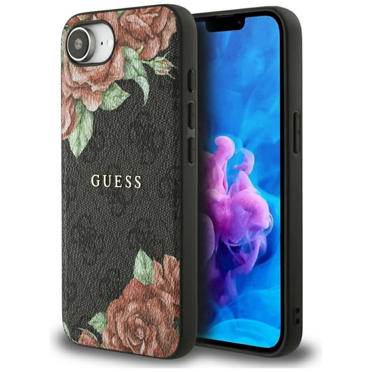 Θήκη MagSafe για Apple iPhone 17e / 16e, Guess, 4G Flowers Print, Μαύρη