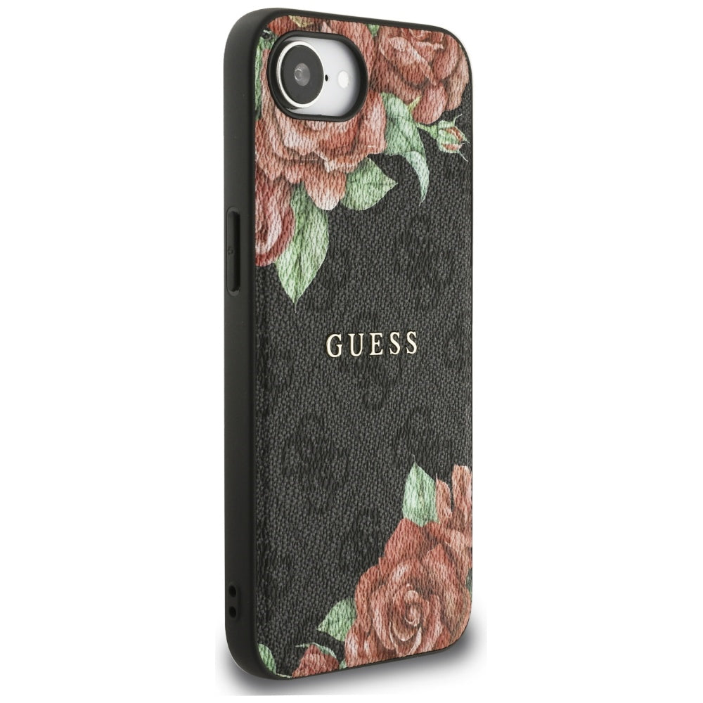 Θήκη MagSafe για Apple iPhone 17e / 16e, Guess, 4G Flowers Print, Μαύρη