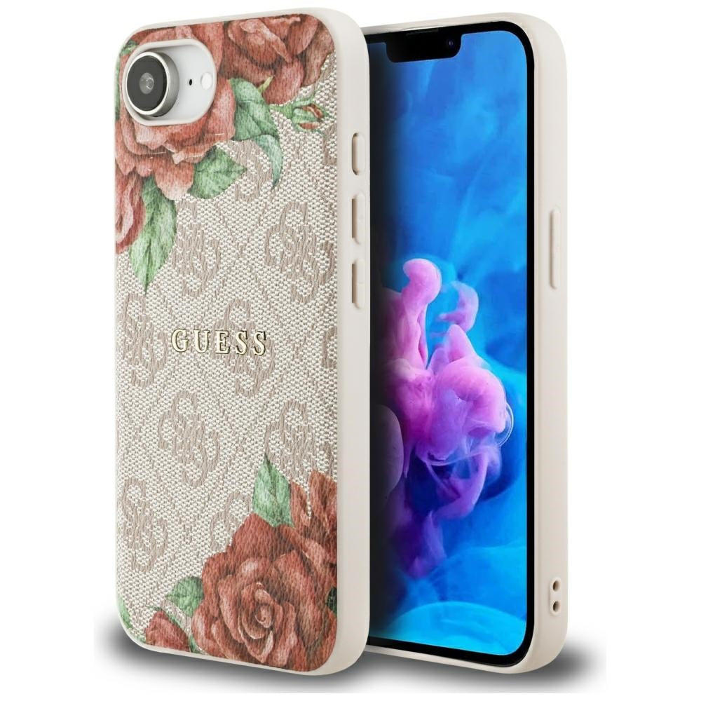 Θήκη MagSafe για Apple iPhone 17e / 16e, Guess, 4G Flowers Print, Ροζ