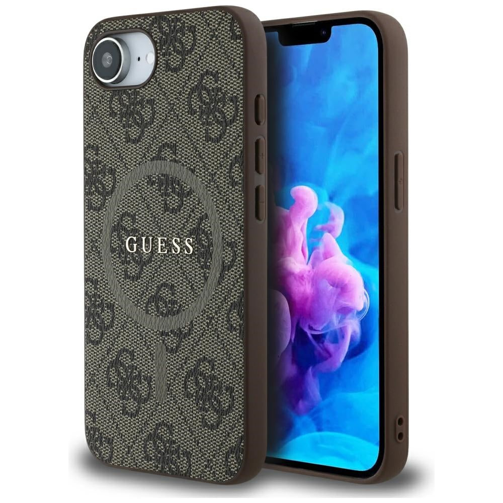 Θήκη MagSafe για Apple iPhone 17e / 16e, Guess, 4G Ring Classic Logo, Καφέ