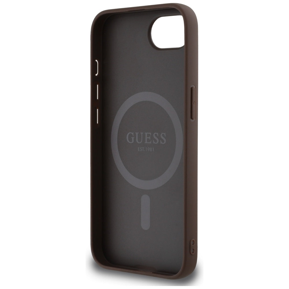 Θήκη MagSafe για Apple iPhone 17e / 16e, Guess, 4G Ring Classic Logo, Καφέ