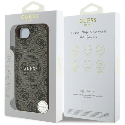 Θήκη MagSafe για Apple iPhone 17e / 16e, Guess, 4G Ring Classic Logo, Καφέ