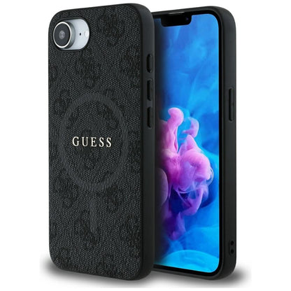 MagSafe Case for Apple iPhone 17e / 16e, Guess, 4G Ring Classic Logo, Black