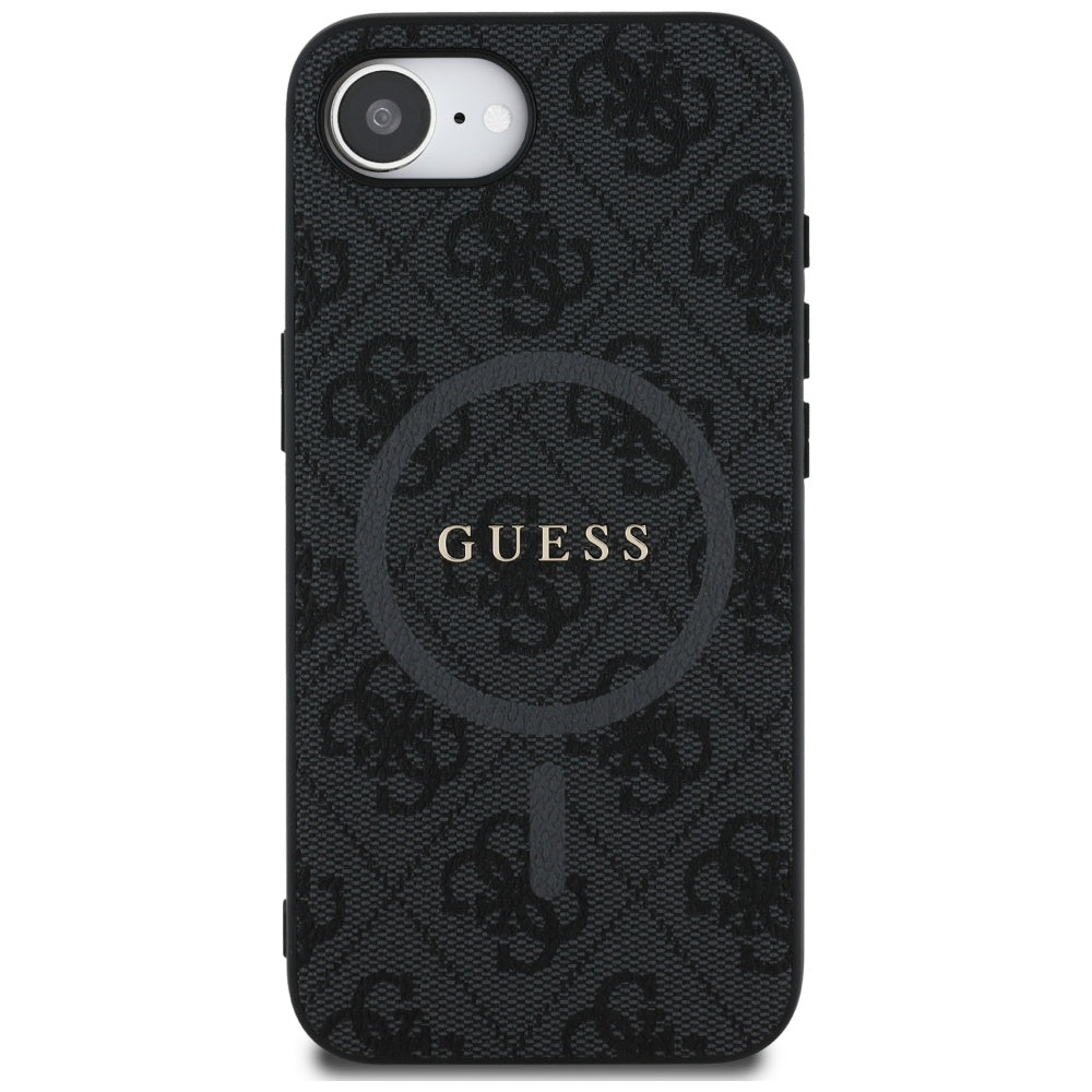 MagSafe Case for Apple iPhone 17e / 16e, Guess, 4G Ring Classic Logo, Black