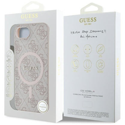 MagSafe Case for Apple iPhone 17e / 16e, Guess, 4G Ring Classic Logo, Pink