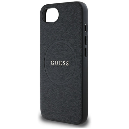MagSafe Case for Apple iPhone 17e / 16e, Guess, Grained Gold Ring, Black