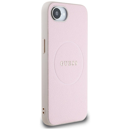 MagSafe Case for Apple iPhone 17e / 16e, Guess, Grained Gold Ring, Pink
