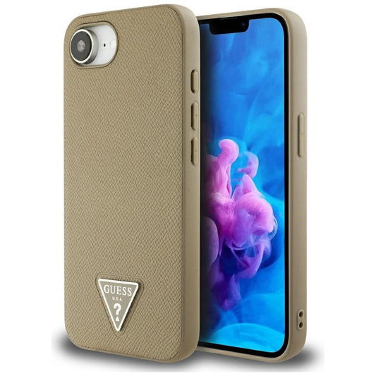 Θήκη MagSafe για Apple iPhone 17e / 16e, Guess, Grained Triangle Logo, Καφέ