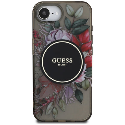 Θήκη MagSafe για Apple iPhone 17e / 16e, Guess, IML Flowers, Μαύρη