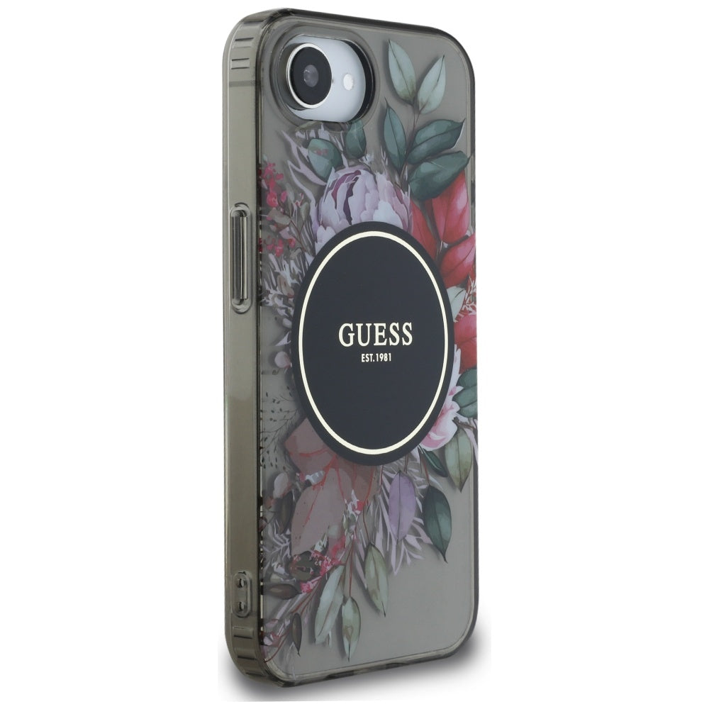 Θήκη MagSafe για Apple iPhone 17e / 16e, Guess, IML Flowers, Μαύρη
