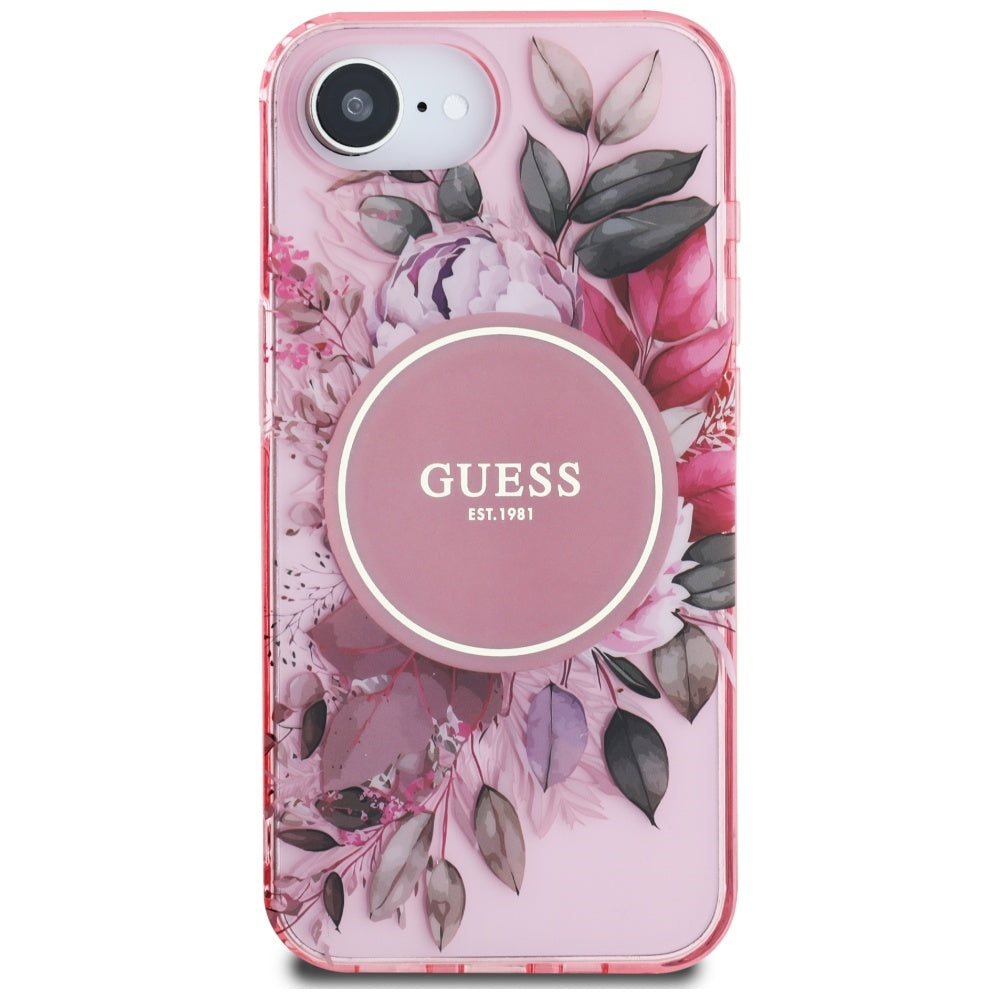 Θήκη MagSafe για Apple iPhone 17e / 16e, Guess, IML Flowers, Ροζ