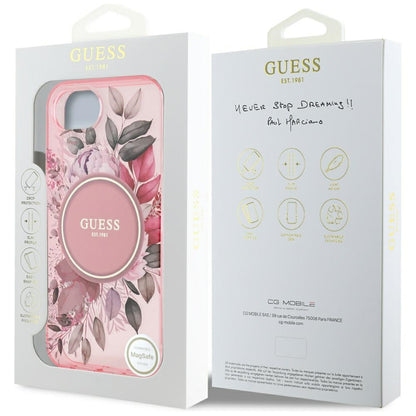 Θήκη MagSafe για Apple iPhone 17e / 16e, Guess, IML Flowers, Ροζ