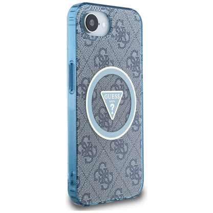 Θήκη MagSafe για Apple iPhone 17e / 16e, Guess, IML Glitter 4G Circle Triangle, Μπλε
