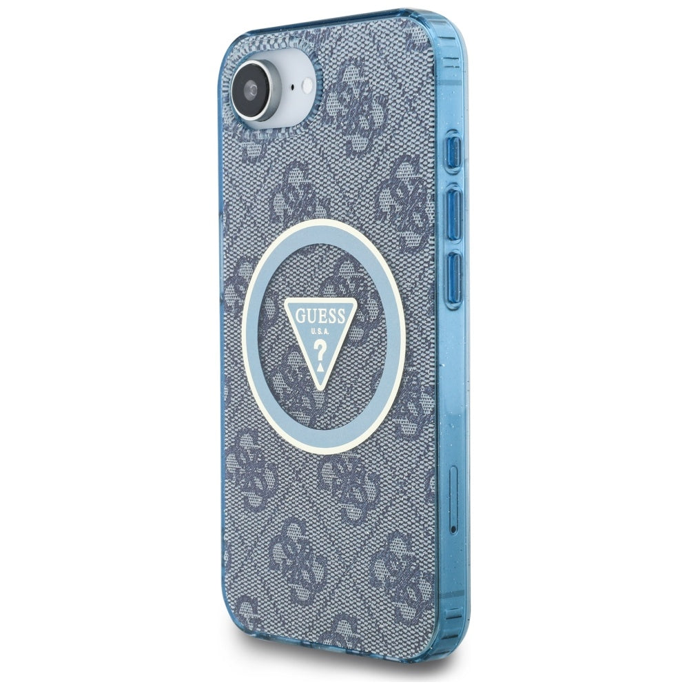 Θήκη MagSafe για Apple iPhone 17e / 16e, Guess, IML Glitter 4G Circle Triangle, Μπλε