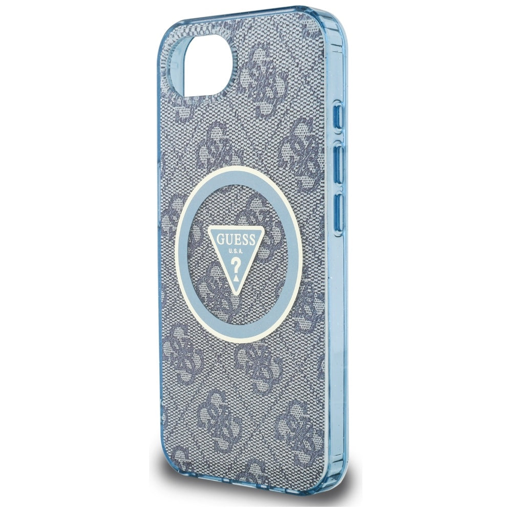 Θήκη MagSafe για Apple iPhone 17e / 16e, Guess, IML Glitter 4G Circle Triangle, Μπλε