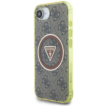 MagSafe Case for Apple iPhone 17e / 16e, Guess, IML Glitter 4G Circle Triangle, Brown