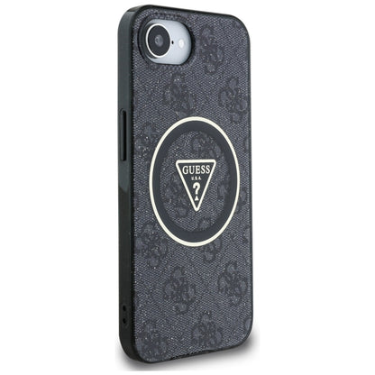 Θήκη MagSafe για Apple iPhone 17e / 16e, Guess, IML Glitter 4G Circle Triangle, Μαύρη