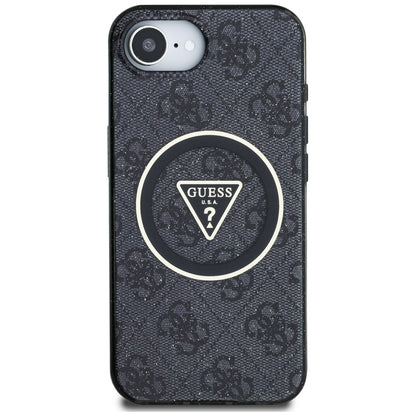 Θήκη MagSafe για Apple iPhone 17e / 16e, Guess, IML Glitter 4G Circle Triangle, Μαύρη