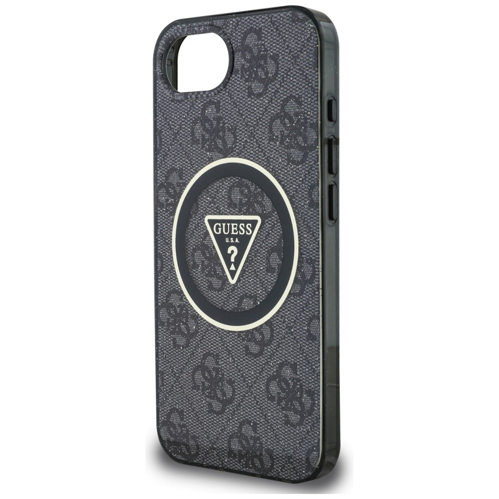 Θήκη MagSafe για Apple iPhone 17e / 16e, Guess, IML Glitter 4G Circle Triangle, Μαύρη