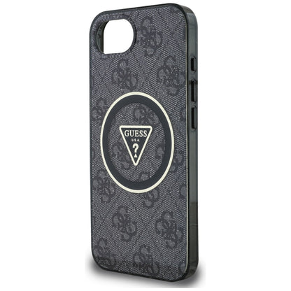 Θήκη MagSafe για Apple iPhone 17e / 16e, Guess, IML Glitter 4G Circle Triangle, Μαύρη