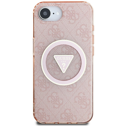 MagSafe Case for Apple iPhone 17e / 16e, Guess, IML Glitter 4G Circle Triangle, Pink