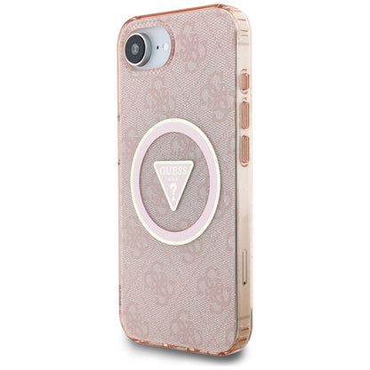 MagSafe Case for Apple iPhone 17e / 16e, Guess, IML Glitter 4G Circle Triangle, Pink