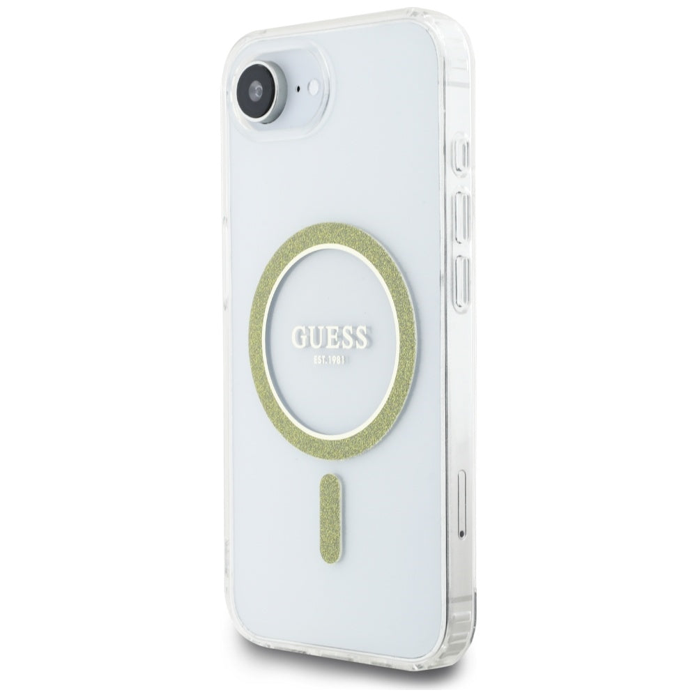 Θήκη MagSafe για Apple iPhone 17e / 16e, Guess, IML Glitter Circle, Διάφανη